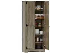 Mueble De Cocina Con 2 Puertas Y Estantes Ajustables Para Comedor, Marrón Grisáceo, 78x31,5x182