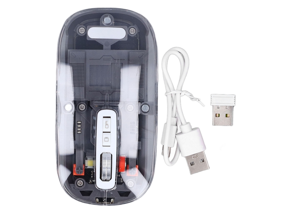 Ratón Inalámbrico Bluetooth De 2,4 Ghz Con 3 Modos De Dpi Ajustables, Transparente, Silencioso, Recargable, Para Pc, Portátil Y Tableta - Gris