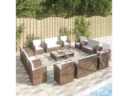 Conjunto de jardín de 16 piezas con cojines de mimbre marrón de DKD Home Decor