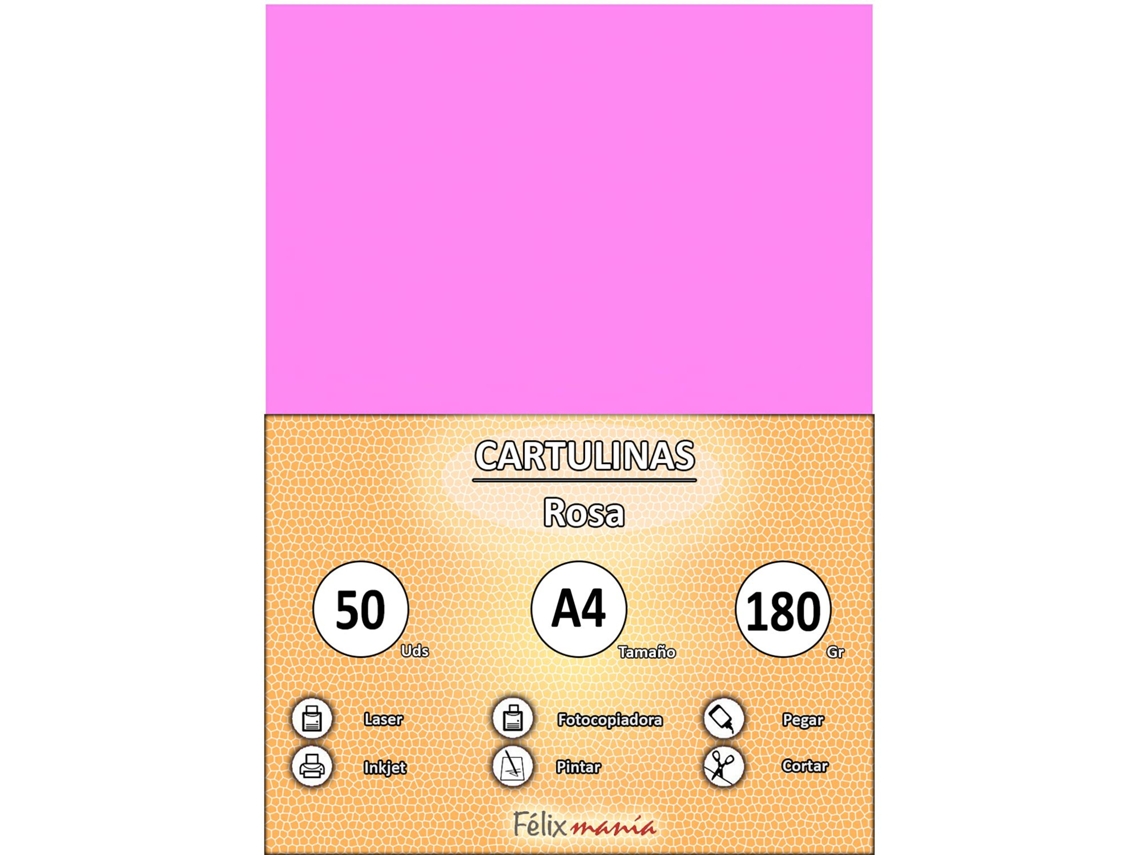 Cartón 180Gr A4 Rosa 50 Hojas