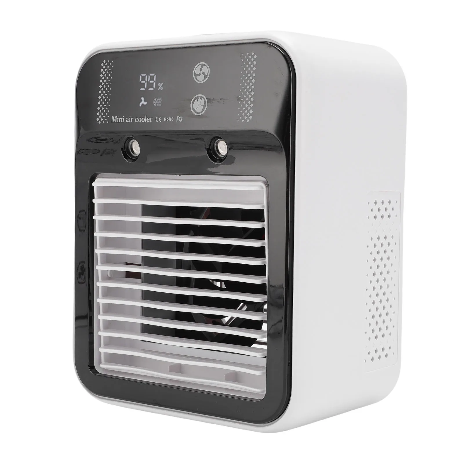 (blanco) Enfriador De Aire De Escritorio, Silencioso, Con Carga Usb Y Pantalla Digital.