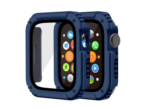 Funda protectora de película de vidrio templado de pantalla 2 en 1 para Apple Watch Series 6/5/4/SE 40 mm (azul medianoche)