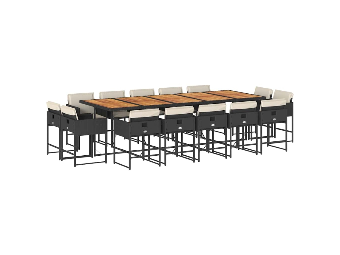 Maison Exclusive - Set Comedor De Jardín Con Cojines 15 Pzas Ratán Sintético Negro