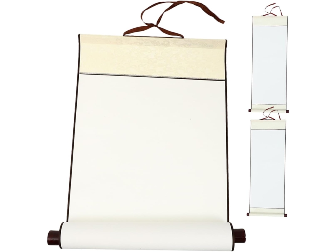 Papel Enrollado Para Caligrafía China, Blanco, 3 Piezas, Ligero, Portátil.