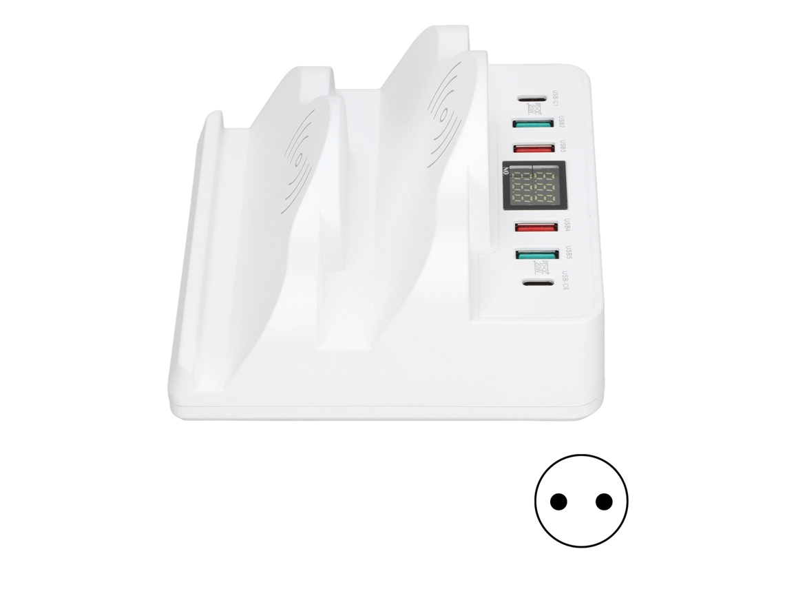 Base De Carga Inalámbrica Qc3.0 Pd Con Carga Rápida Y Pantalla Para Múltiples Dispositivos. Enchufe Europeo.