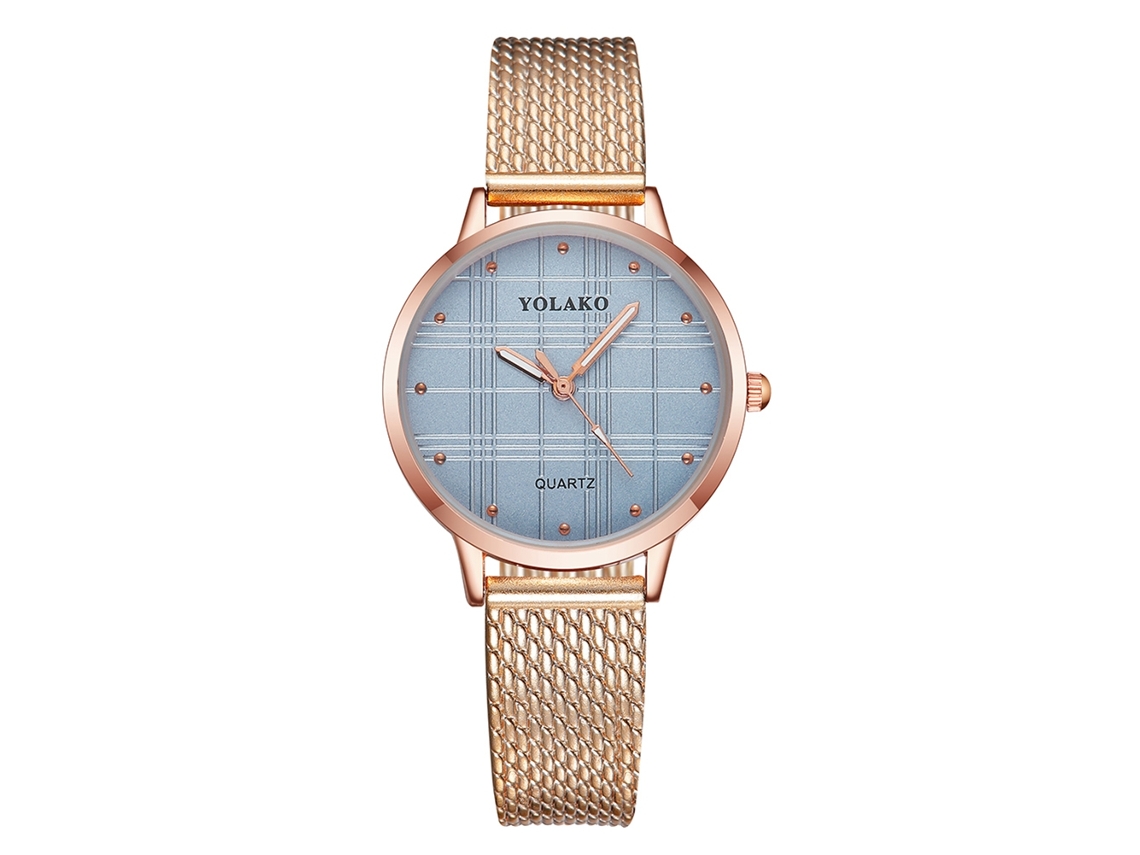 Reloj Yolako Para Mujer, Correa De Plástico, Cuarzo, Moda, Diseño Personalizado, Azul Claro, Dorado, Rosa