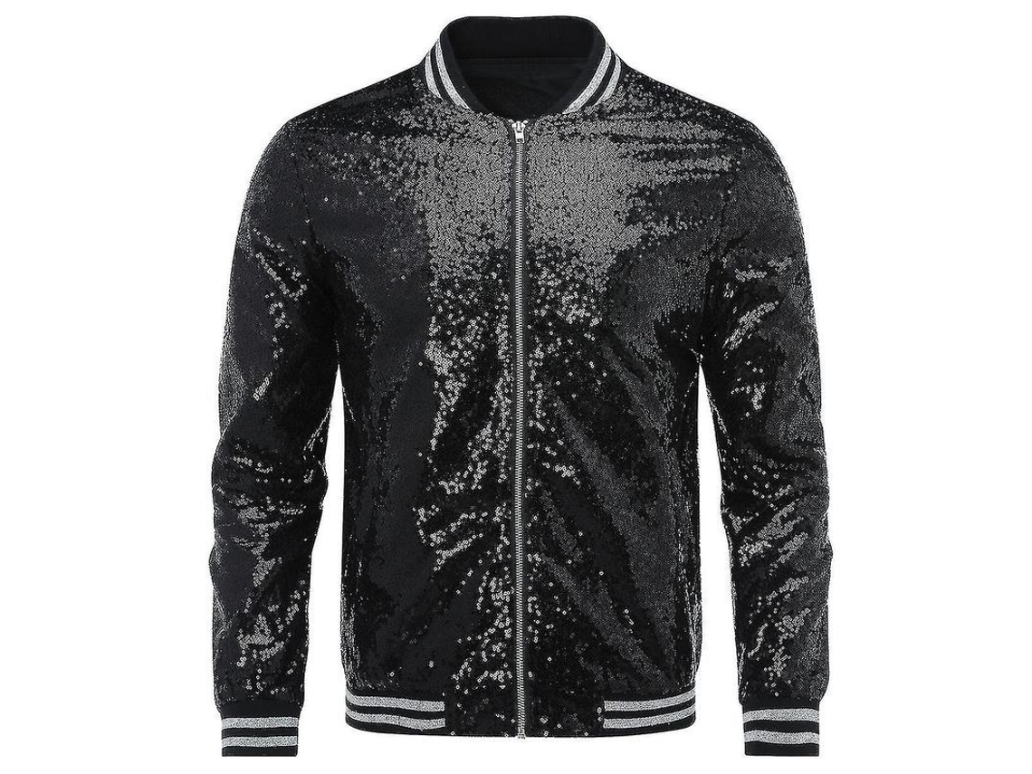 2026-chaqueta Casual De Secuencias Para Hombres Chaqueta Bomber Con Cremallera Para Fiesta