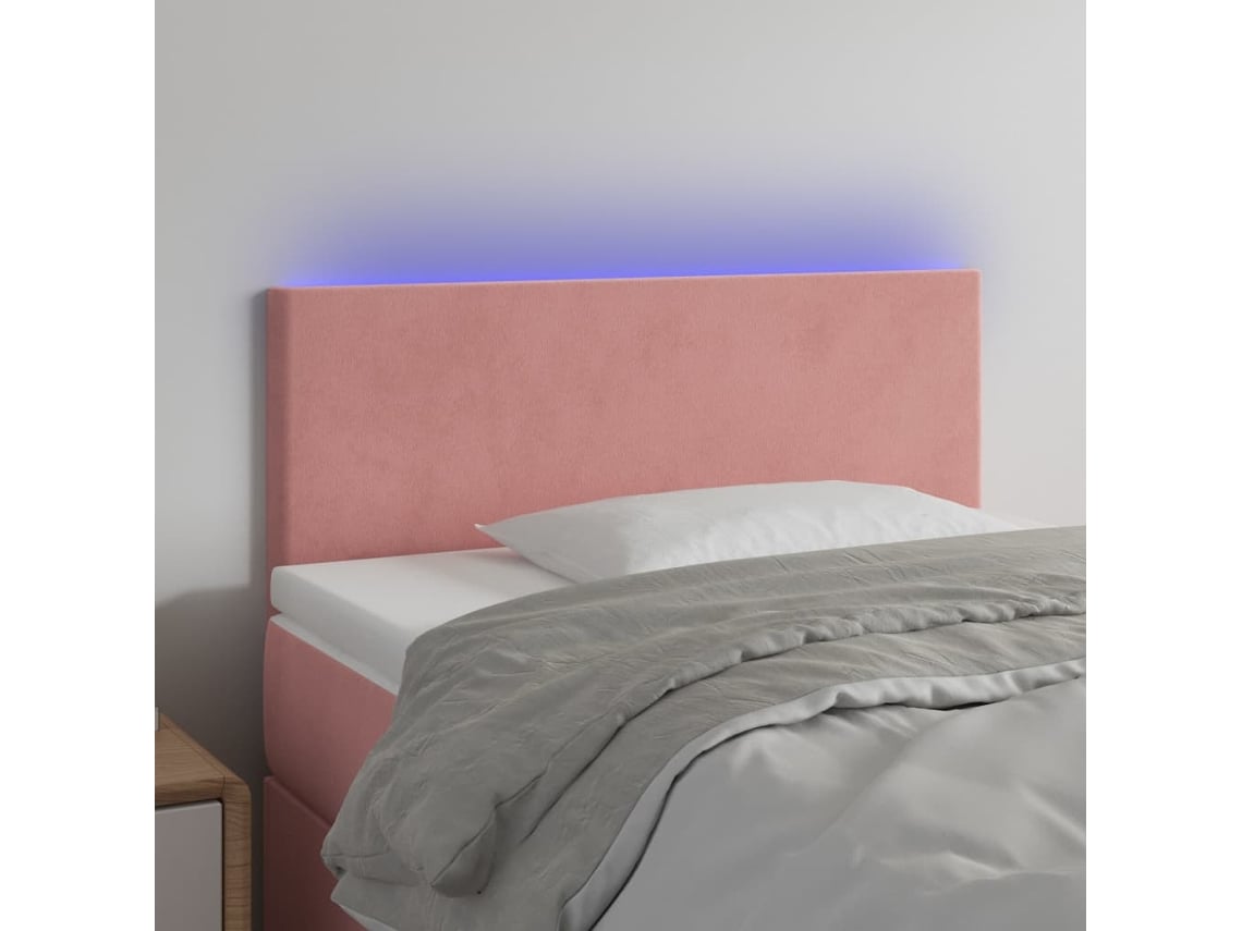 Cabecero Con Led De Terciopelo Rosa 80x5x78/88 Cm