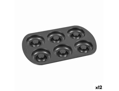 Molde para Horno QUTTIN Rosquillas Acero al carbono Negro 32 x 21 x 2,3 cm (12 Unidades)