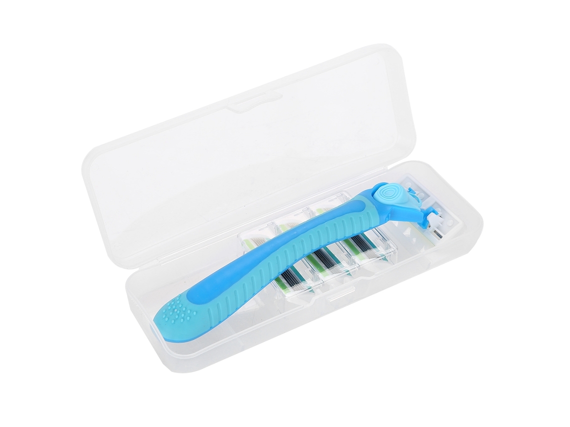 Afeitadora Manual De Acero Inoxidable Para Mujer Con 6 Cuchillas De 4 Capas Epilador Corporal Azul