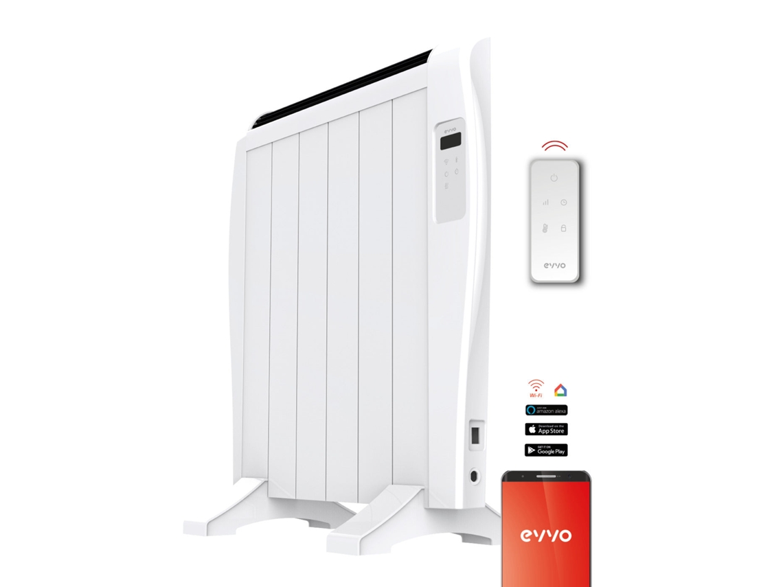Emisor térmico Evvo C6 White V2, 900 W, 6 elementos, Wifi, control remoto, temporizador
