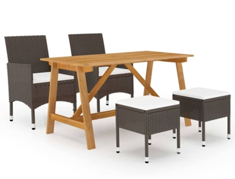 Conjunto 5 de comedor de jardín de VIDAXL marrón