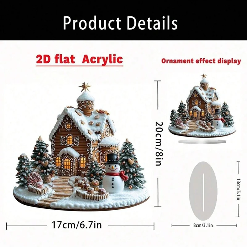 Una Decoración Navideña Plana En 2d Con Forma De Casa De Jengibre, Ideal Como Adorno De Mesa En Navidad.