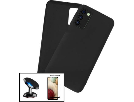 Carcasa + Protector + Soporte Magnético Samsung Galaxy A03s PHONECARE Silicona Liquida Negro