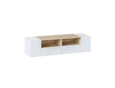 Mueble TV Tania 4 Puertas Color Blanco y Roble 138 x 42 cm VS VENTA-STOCK