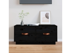 Mueble de Armario Tv 80X34X35 Cm Madera de Pino Maciza Negro