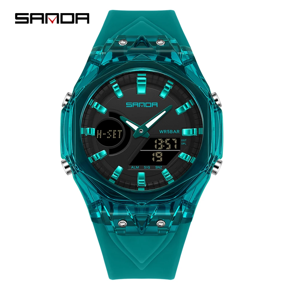 Reloj Despertador Luminoso Azul Para Estudiantes Con Doble Pantalla, Resistente A Los Golpes, Deportivo Y Digital.