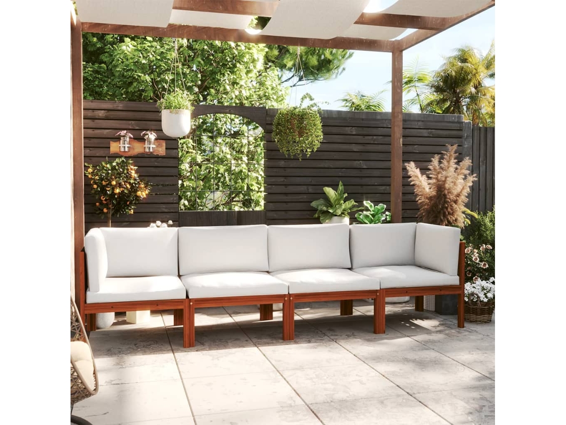 Banco De Jardim 4 Lugares C/ Almofadão Madeira De Acácia Macíça Dkd Home Decor