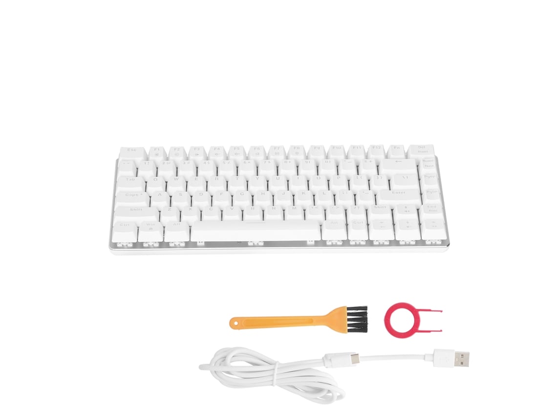 Teclado Mecánico Con Cable De 82 Teclas, Blanco Y Dorado, Retroiluminación Azul, Para Juegos, Oficina, Pc Y Accesorios Para Portátiles.