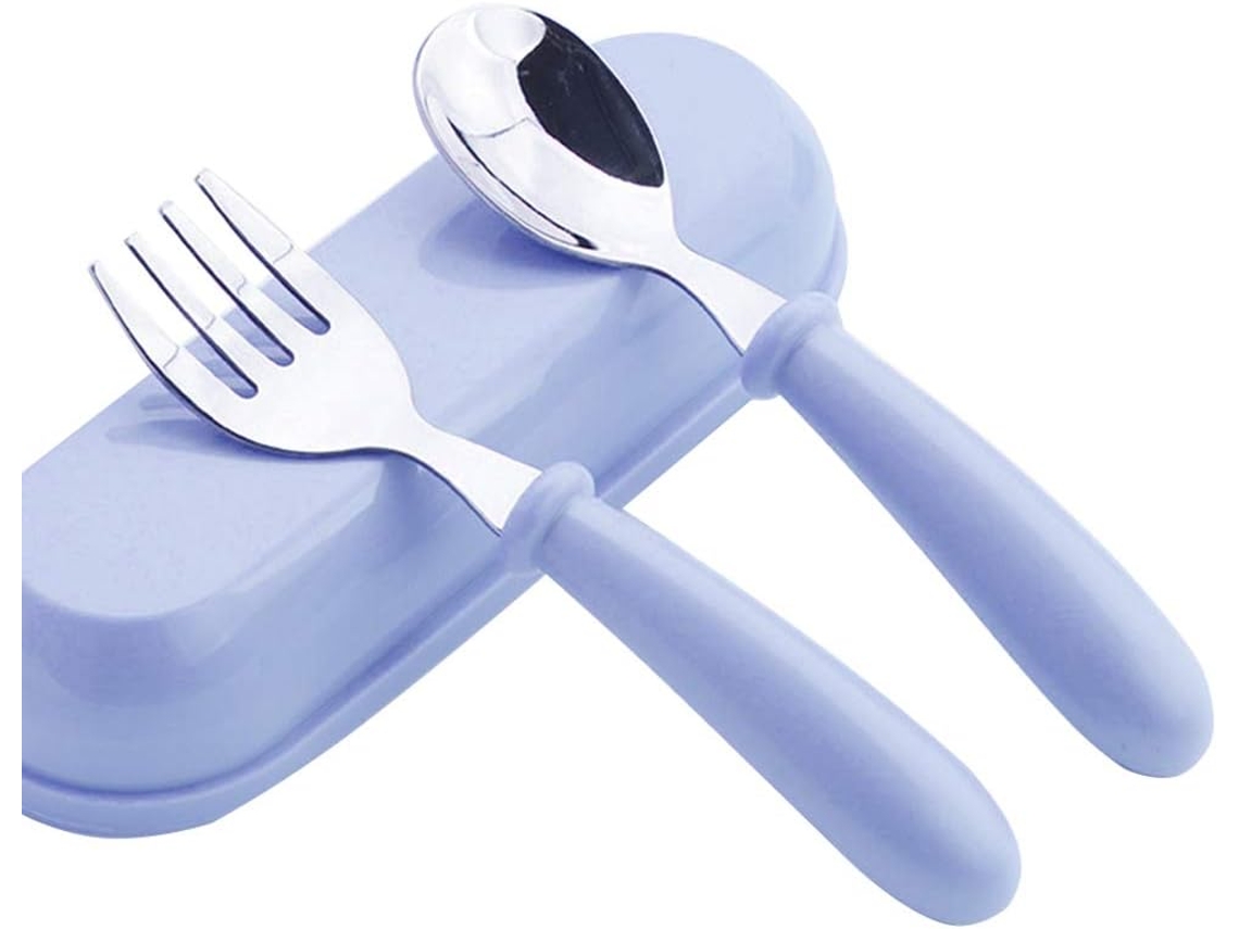 Juego de cubiertos para bebé de acero inoxidable (azul) NEVEANCE