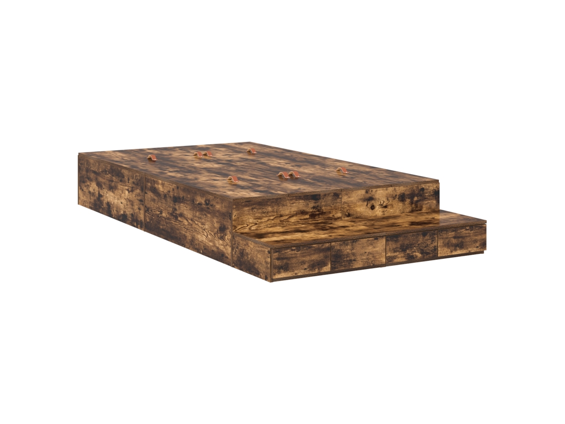 Estructura De Cama De Almacenamiento Roble Ahumado Vidaxl Brown Engineered Wood (236,5x120x31,5 Cm)