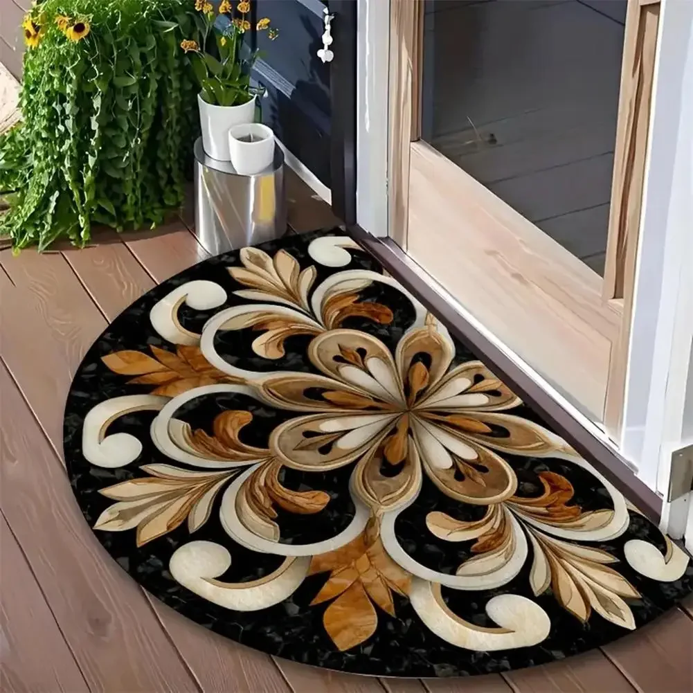 (estilo 6 45x70cm) Felpudo De Entrada De Estilo Retro Con Mosaico En Forma De Abanico Semicircular