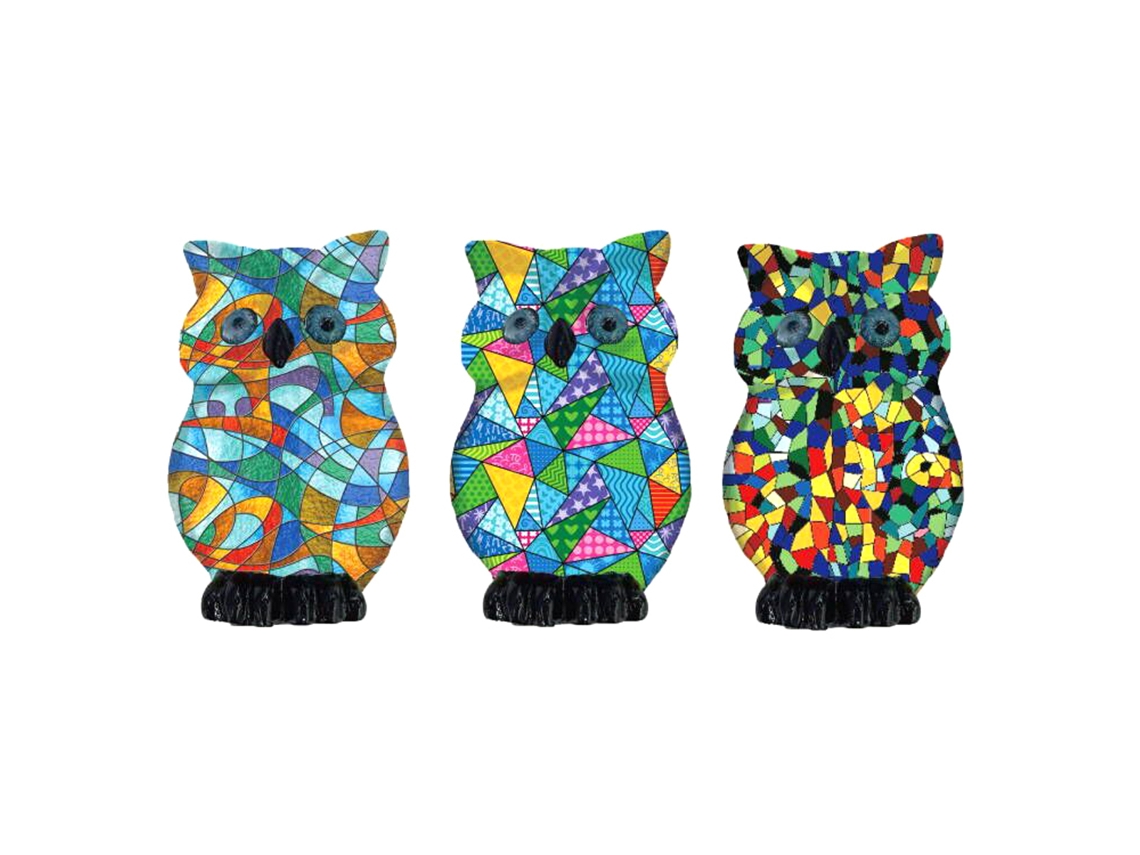 ORIGEN Home Decor Buho 3U Buhos Figura de Búho Verde - 8x5x5cm BY SIGRIS