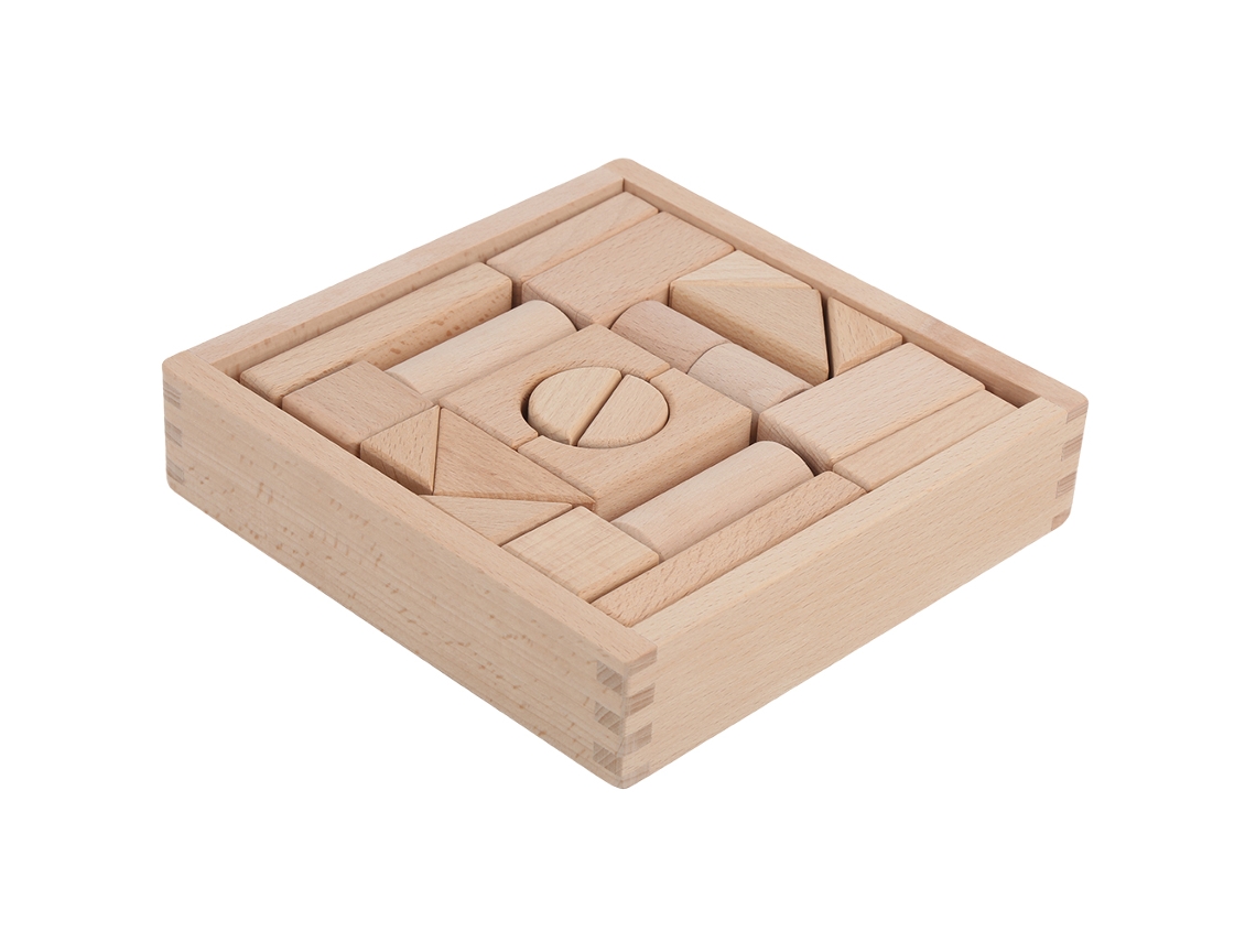 -bloques De Construcción De Formas Geométricas Madera 22pcs Caja Juguete Educativo Niños Regalo