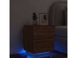 Cabecero Luces Led Ingeniería Madera de Roble Marrón