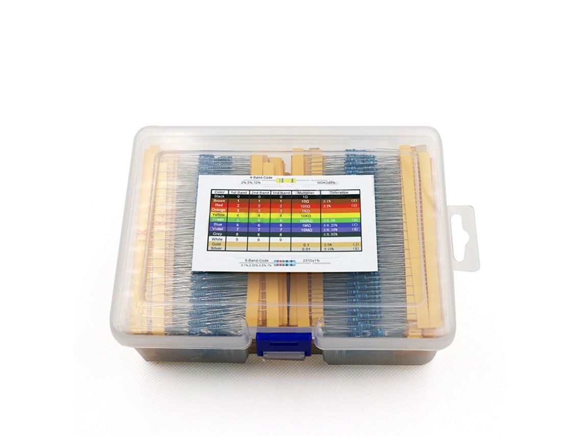 Kit De Resistencias, 2600 Piezas, 130 Valores, 1/4 W, Película Metálica Al 1 %, Con Estuche De Almacenamiento.