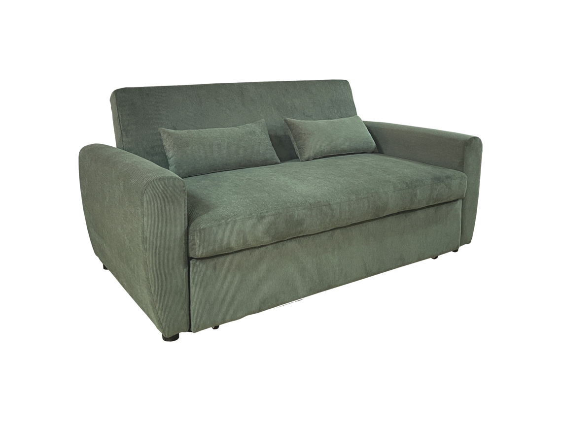 Sofá Cama De 2 Plazas De Pana Verde Matt