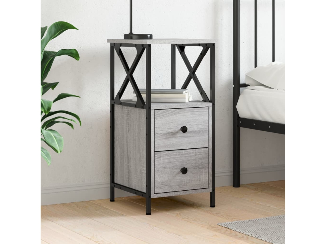 Mesita de Noche 34X35,5X70 Cm Derivados Madera Gris Sonoma
