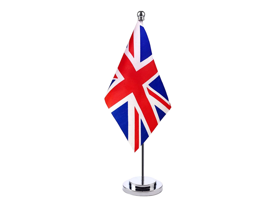 Bandera Union Jack De Poliéster Para Mesa Pequeña Con Base, Decoración Para Fiestas En El Hogar O La Oficina (reino Unido).