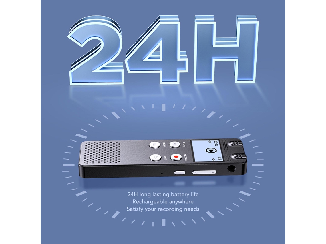 Grabadora De Voz Recargable Con Grabación Estéreo Programada Y Reproducción De Música, 8 Gb.