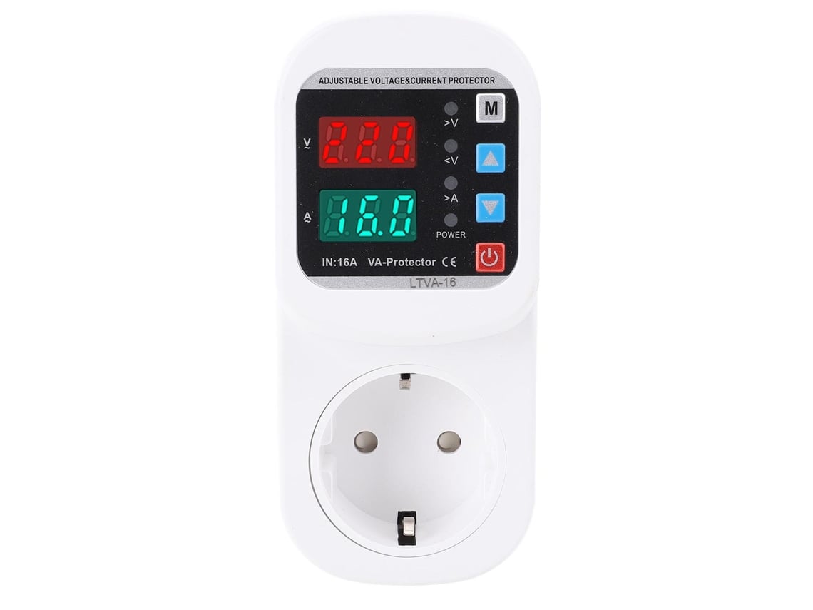 Enchufe De Seguridad Automático Con Pantalla Led Regulable Voltaje Corriente 1-63a Plug Eu Protector Sobrecarga