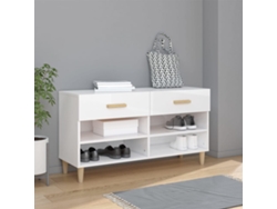 Mueble Zapatero | Armario Zapatero Madera Contrachapada Blanco Brillo 102x35x55 Cm