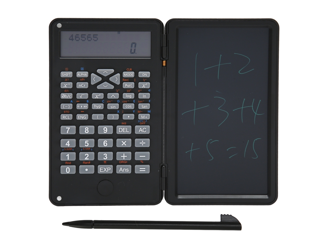 Calculadora Científica Com Bloco De Notas Portátil Tela Lcd 10 Dígitos Para Escola Escritório Reuniões Preta