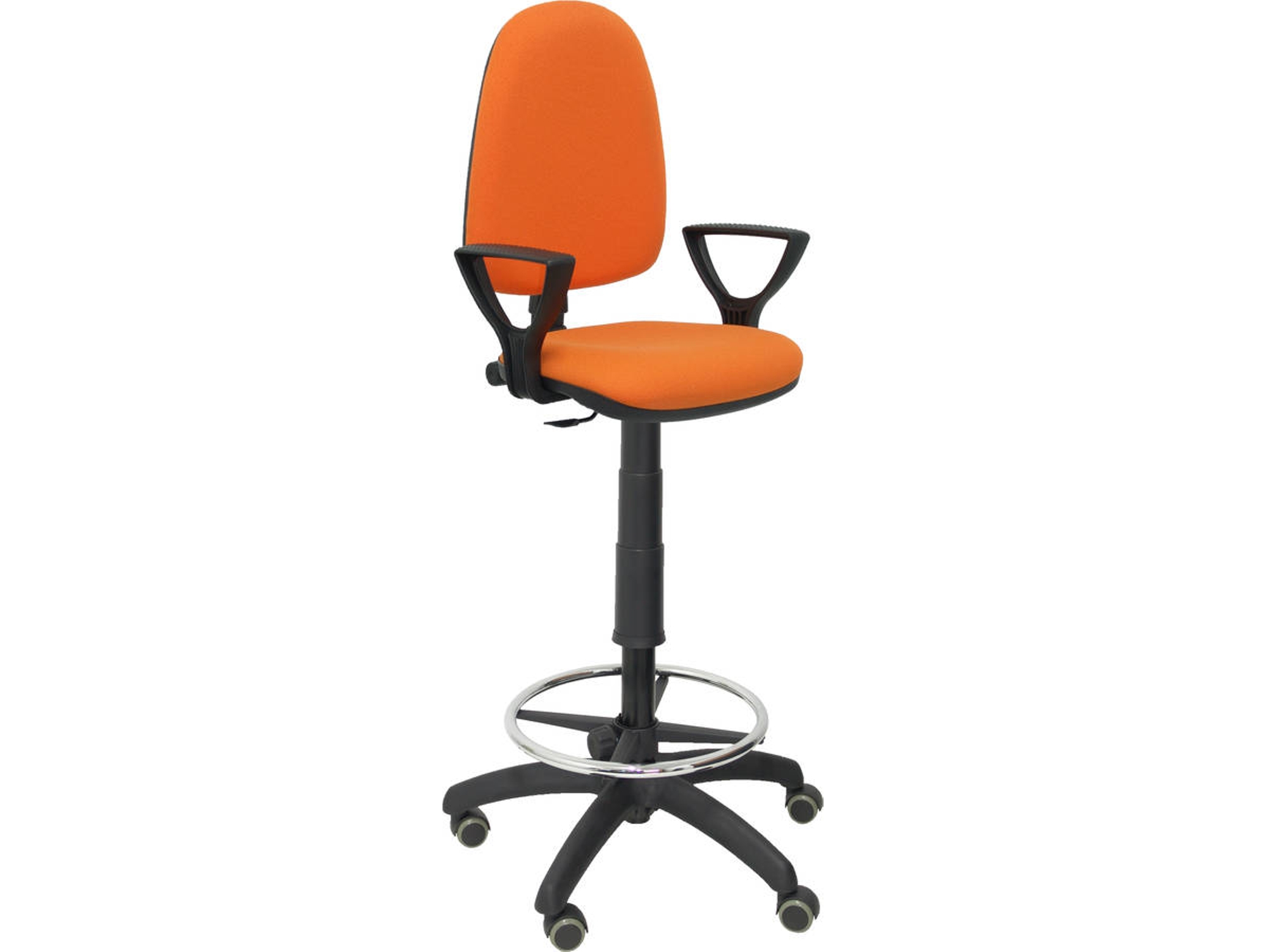 Silla de Escritorio Alta PIQUERAS Y CRESPO Ayna Naranja con ruedas de parqué (Brazos fijos - Tejido - Ruedas Parquet)