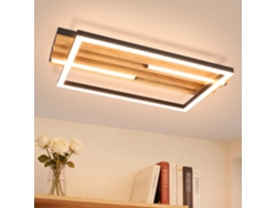 Nettlife Lámpara De Techo Led Moderna De Madera De 38 Cm Y 24 W, Lámpara De Techo Rectangular Negra, Luz Blanca Cálida De 3000 K Para Sala De Estar