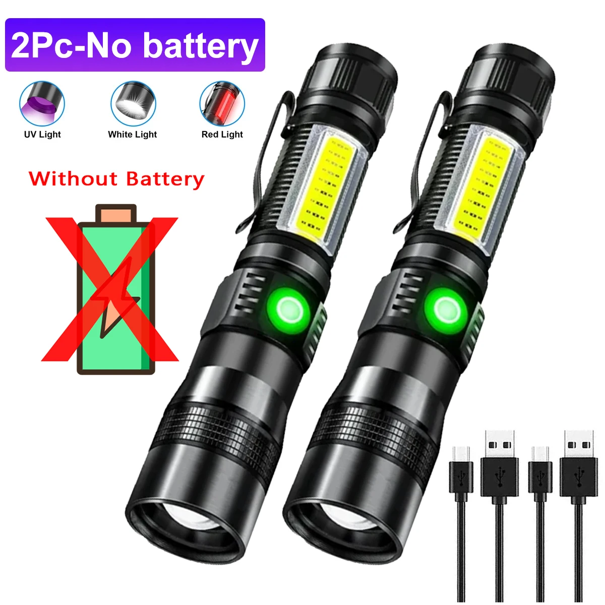 Linterna UV y luz brillante 2 en 1, recargable por USB, ideal para acampar, detectar manchas de animales y uso general. Aeuzwr