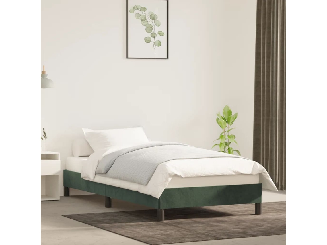 Estructura De Cama Sin Colchón Terciopelo Verde Oscuro 80x200cm