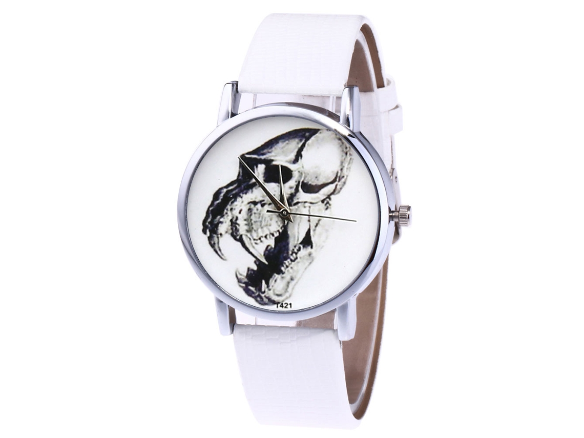 Reloj De Cuarzo Unisex Con Correa De Cuero Pu Moda Ocio T421-yx Blanco