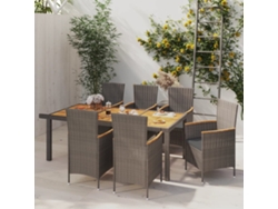 Conjunto de comedor de exterior DKD Home Decor con cojines, mimbre gris
