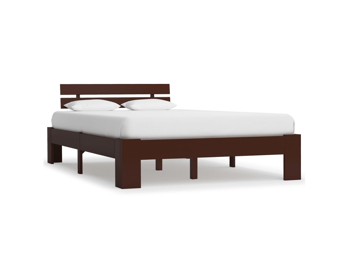 Estructura Cama Sin Colchón Madera Pino Marrón Oscuro 140x200cm