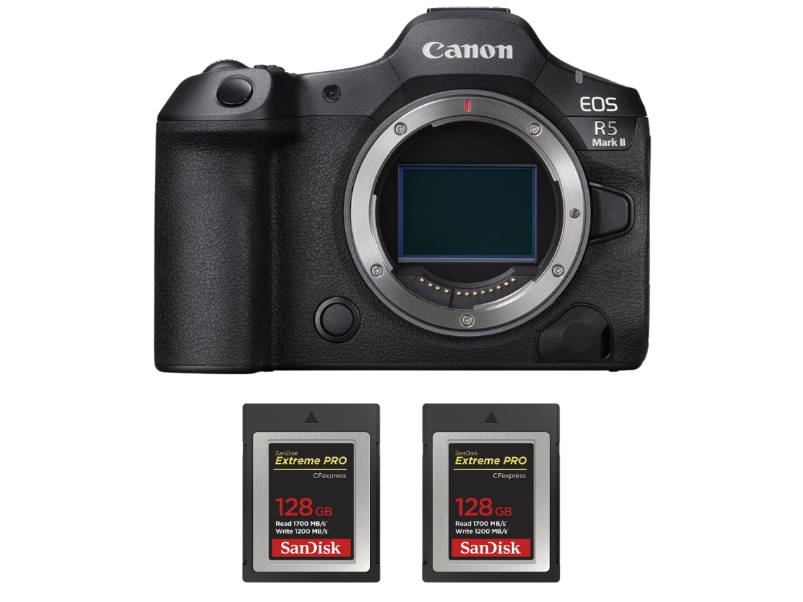 Canon Eos R5 Mark Ii + 2 Sandisk 128gb Extreme Pro Cfexpress Type B + Ebook “20 Consejos Para Fotos Que Impactan”