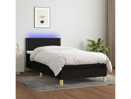Cama con somier VIDAXL (Negro - Tela - 193 x 90 x 88 cm)