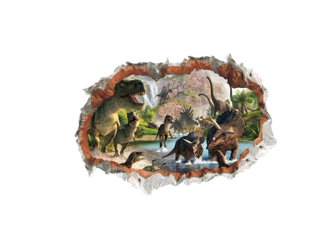 Pegatinas de pared de dinosaurios 3D, removibles, Worten