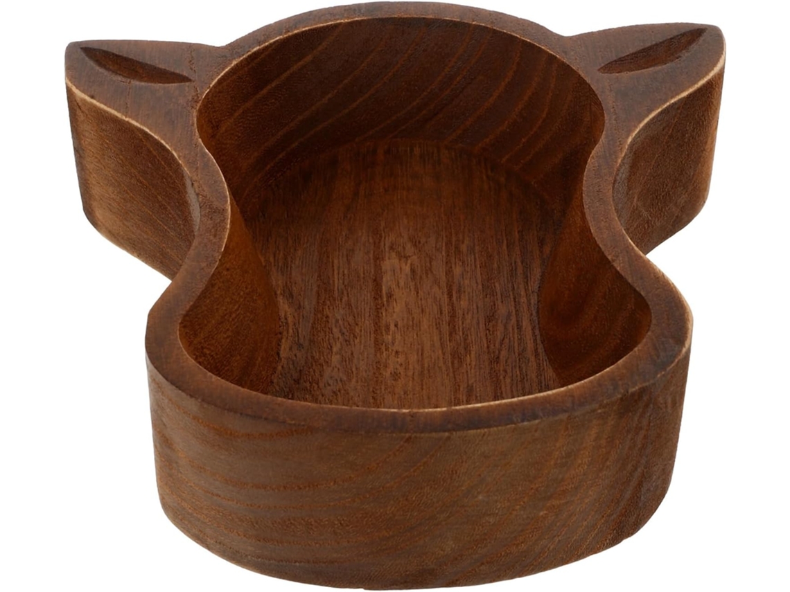 Bandeja de postre de madera marrón con diseño de cabeza, cuenco reutilizable para frutas, aperitivos y decoración del hogar - Tema de vaca - GOKOCO