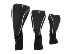 2026-3pcs Fundas Para Cabezas De Palos De Golf Driver Fairway Woods Elásticas De Cuello Largo Universal Negras