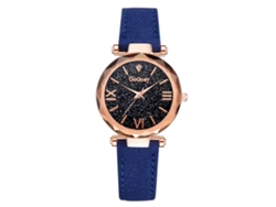 Reloj De Pulsera Para Mujer Con Esfera De Cielo Estrellado, Correa De Poliuretano Y Movimiento De Cuarzo Azul.